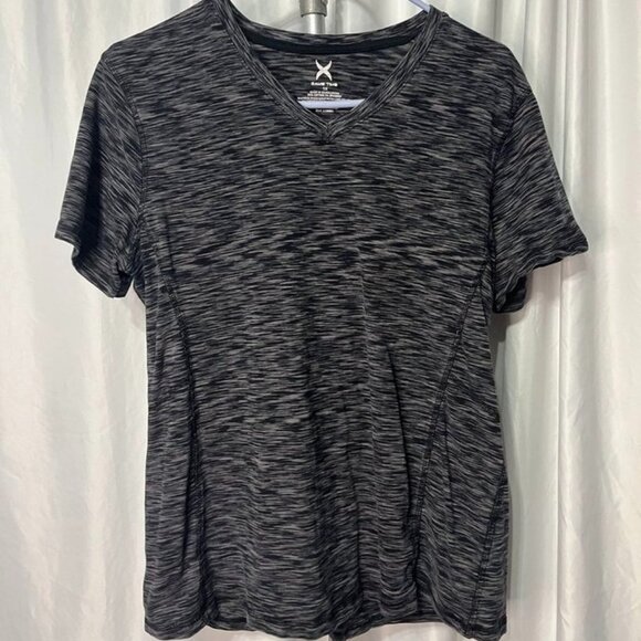 Game Time Black Heathered V-Neck Tee Shirt Women’s 1X Activewear - Picture 3 of 6